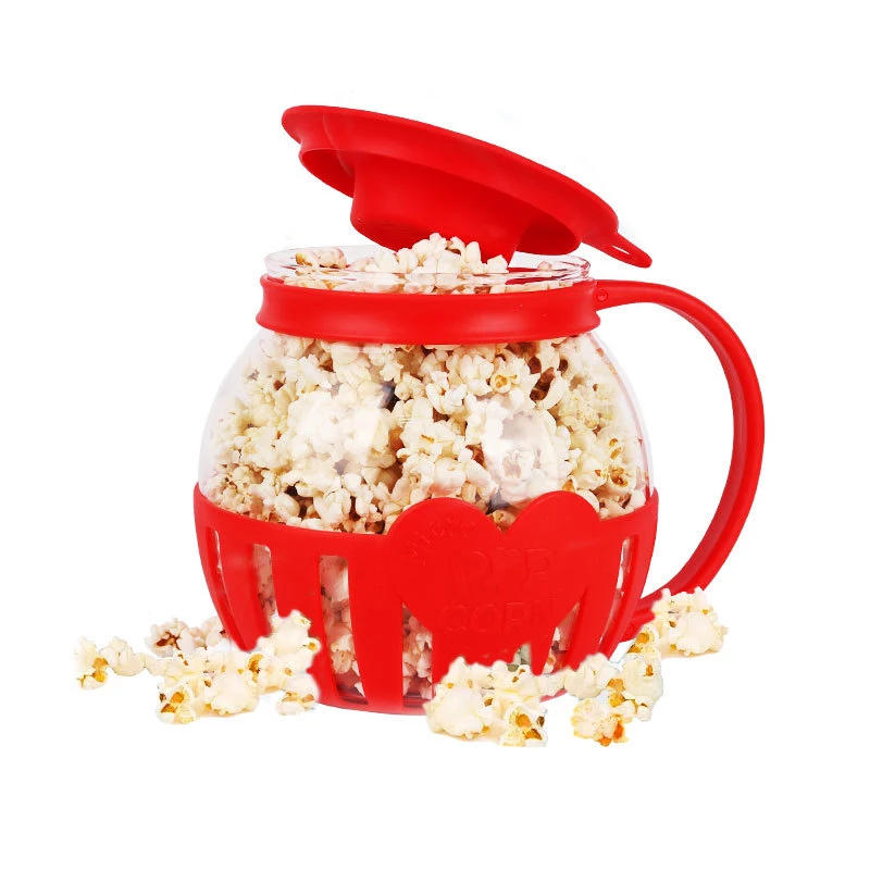 LMETJMA 2.25QT Glass Microwave Popcorn Popper Temperature Safe Microwave Popcorn Maker with Silicone Lid Dishwasher Safe
