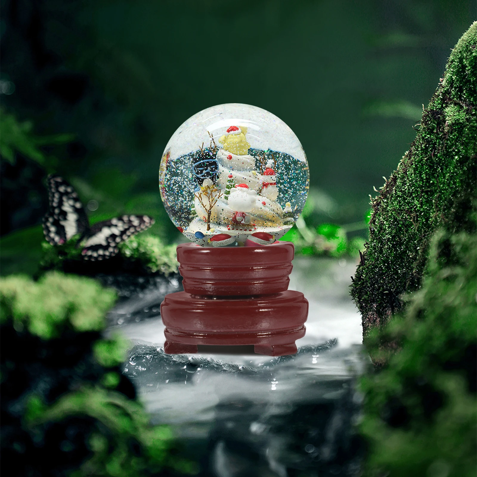 

Wooden Crystal Ball Stand Round Base Home Decor Display Rack Desktop Sphere Holder Red Color Fine Craftsmanship