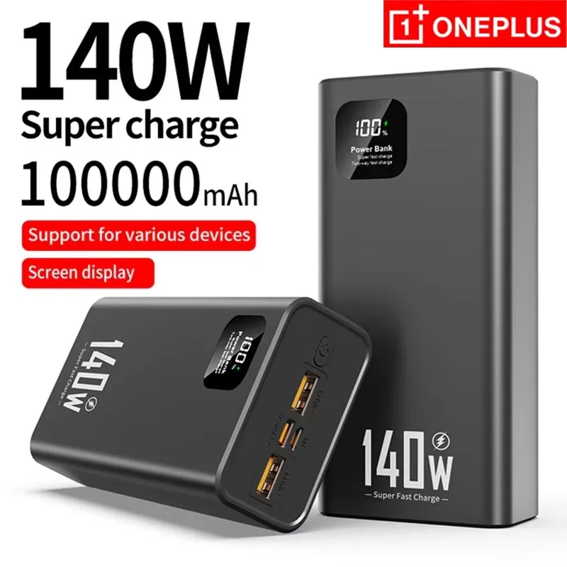 Oneplus 100000mAh High Capacity Power Bank 140W PD 22.5W Super Fast Charging Portable Battery Charger  for iPhone 12-17 Samsung