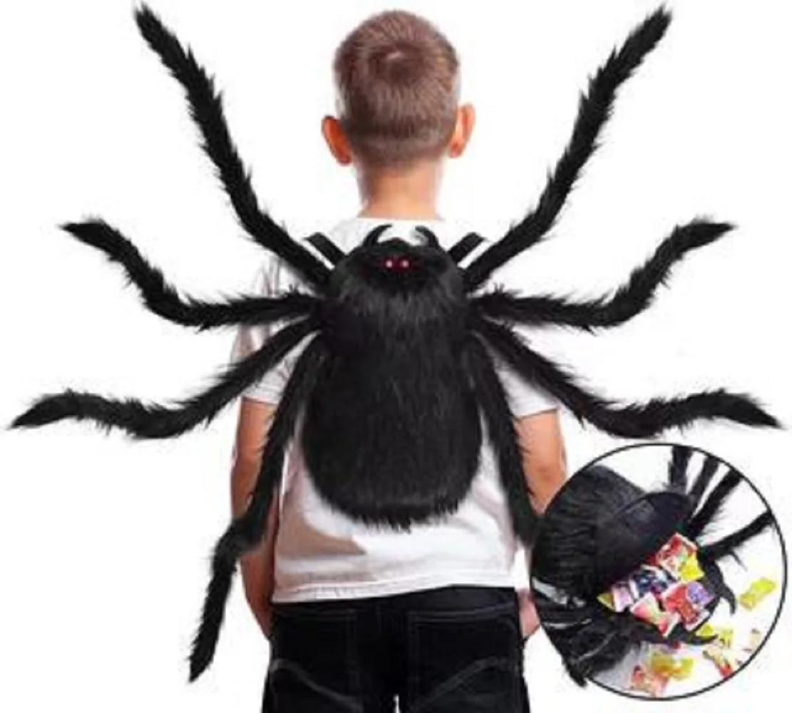 Disfraz de Halloween de animales para niños y adultos, bolsa de araña de felpa, bolsa de lujo