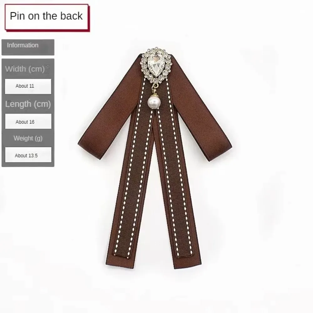 

New Stylish Ribbon Bow Tie Brooch Coffee Color Elegant Charming Pins Professional Collar Flower For Girls