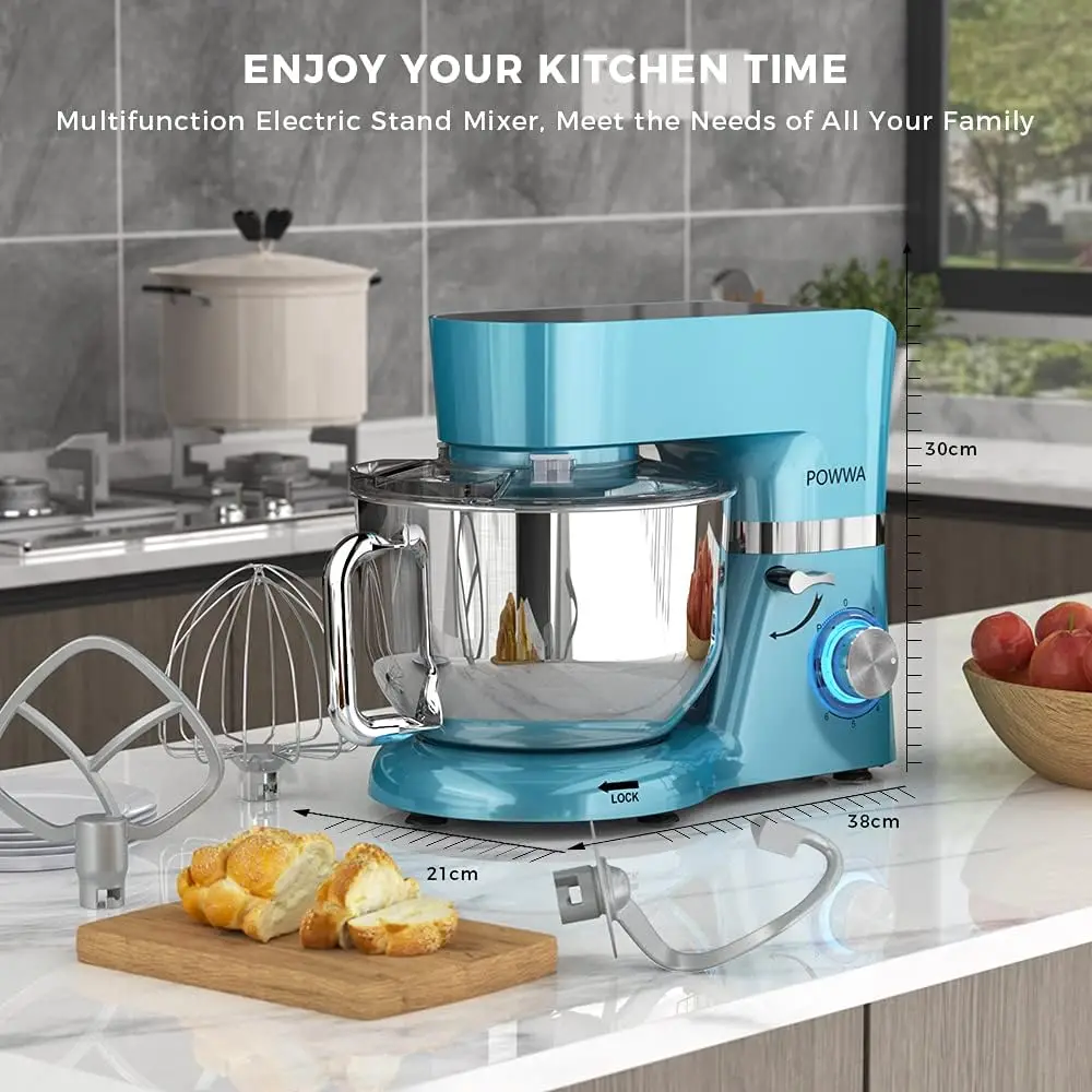 Stand Mixer,7.5 QT Electric Mixer,6+P Speed 660W Household Tilt-Head Kitchen Food Mixersfor Baking,Cake, Cookie, Kneading (Blue)