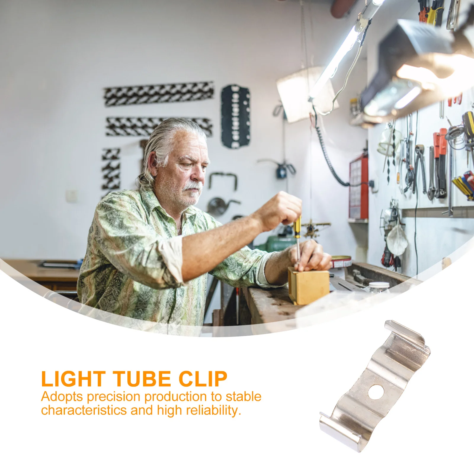 100Pcs Fluorescent Light Tube Support Manganese Steel LED Light Clip Easy Installation Stable Long Term Service Home Appliances