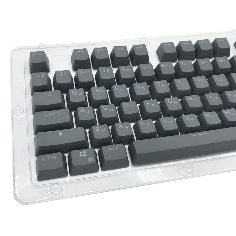 104 Tombol Retro Bulat Tombol Double Shot DIY Rusia Bahasa Inggris Lampu Latar PBT Mesin Tik Tombol untuk Backlit Berkelas Pemain