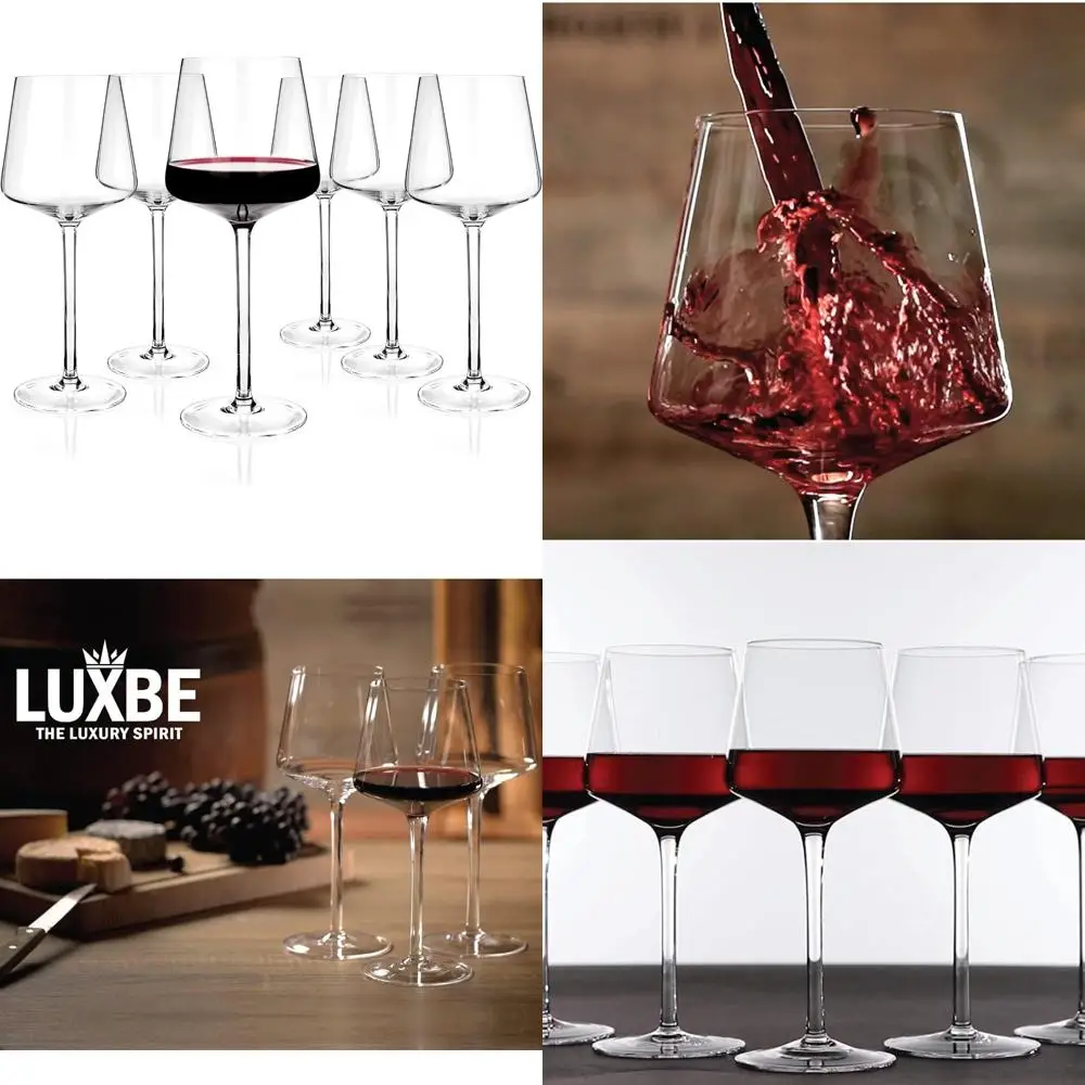 

Набор хрустальных бокалов для вина из 6 штук — большие бокалы для красного и белого вина — 100% без свинца — идеально подходят для пинота Нуара, бордового цвета, бордо — P