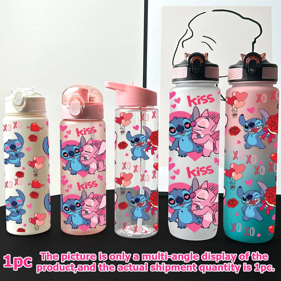 

1Pc Disney,Stitch,Angel Printed 23-32oz Multi-plastic Water Bottle Portable Sports Water Cup Birthday Gift