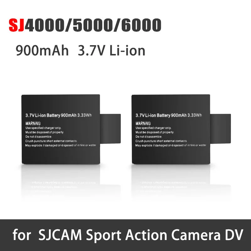 Аккумулятор 3.7V 900mAh для экшн-камер SJCAM SJ4000 SJ5000 SJ6000 SJ7000 SJ8000 M10 EKEN H8 H8R H9