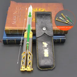 Peripherals Power Model Pen Metal Ornament 21cm Boy Heirloom Replaceable Pen Core Knife with Leather Sheath Liquid Apex Game