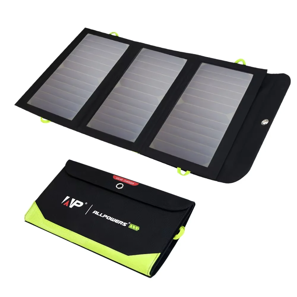 Allpowers ALLPOWERS Foldable Solar Panel 5V 21W Portable Solar Charger Waterproof Solar Battery for Mobile Phone Outdoor Camping Hiking RV portable power station