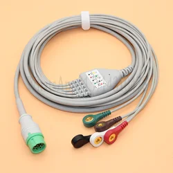 Compatible With Biolight AnyView A2/A3/A5/A6/A8 Q3/Q5/Q7/V6 Vital Sign Monitor 12P ECG 3 / 5 Leads Cable and Electrode Leadwire