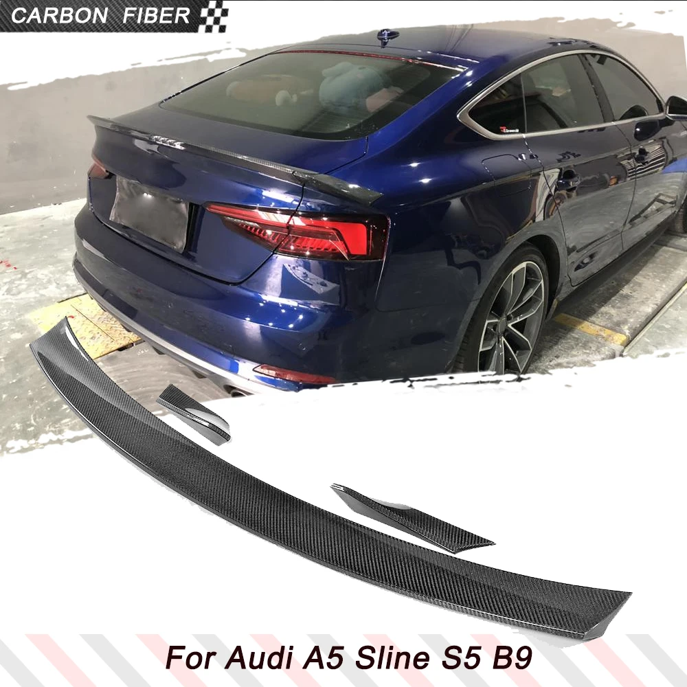 

Carbon Fiber Car Rear Racing Spoiler For Audi A5 Sline S5 B9 Sport 2017- 2019 Car Rear Boot Wing Lip Body Kits 3pcs No for Base