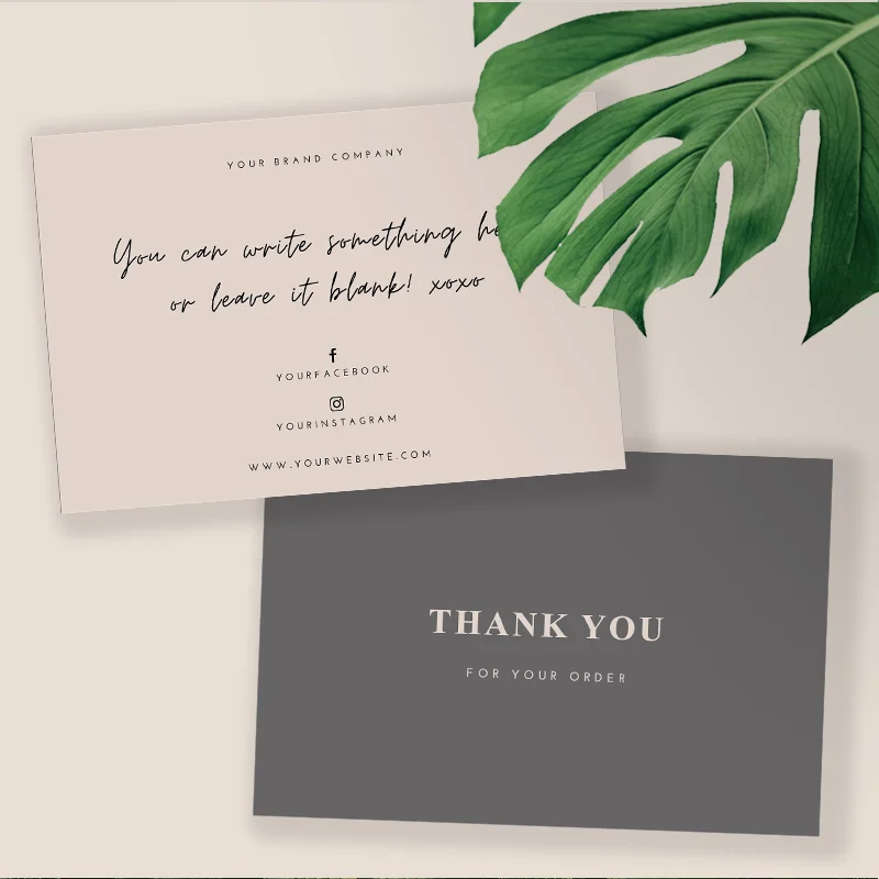 Printable Luxury Thank You Cards  For Your Order Template Accept Customized Aesthetic Tumblr Cards with Logo big Beige color