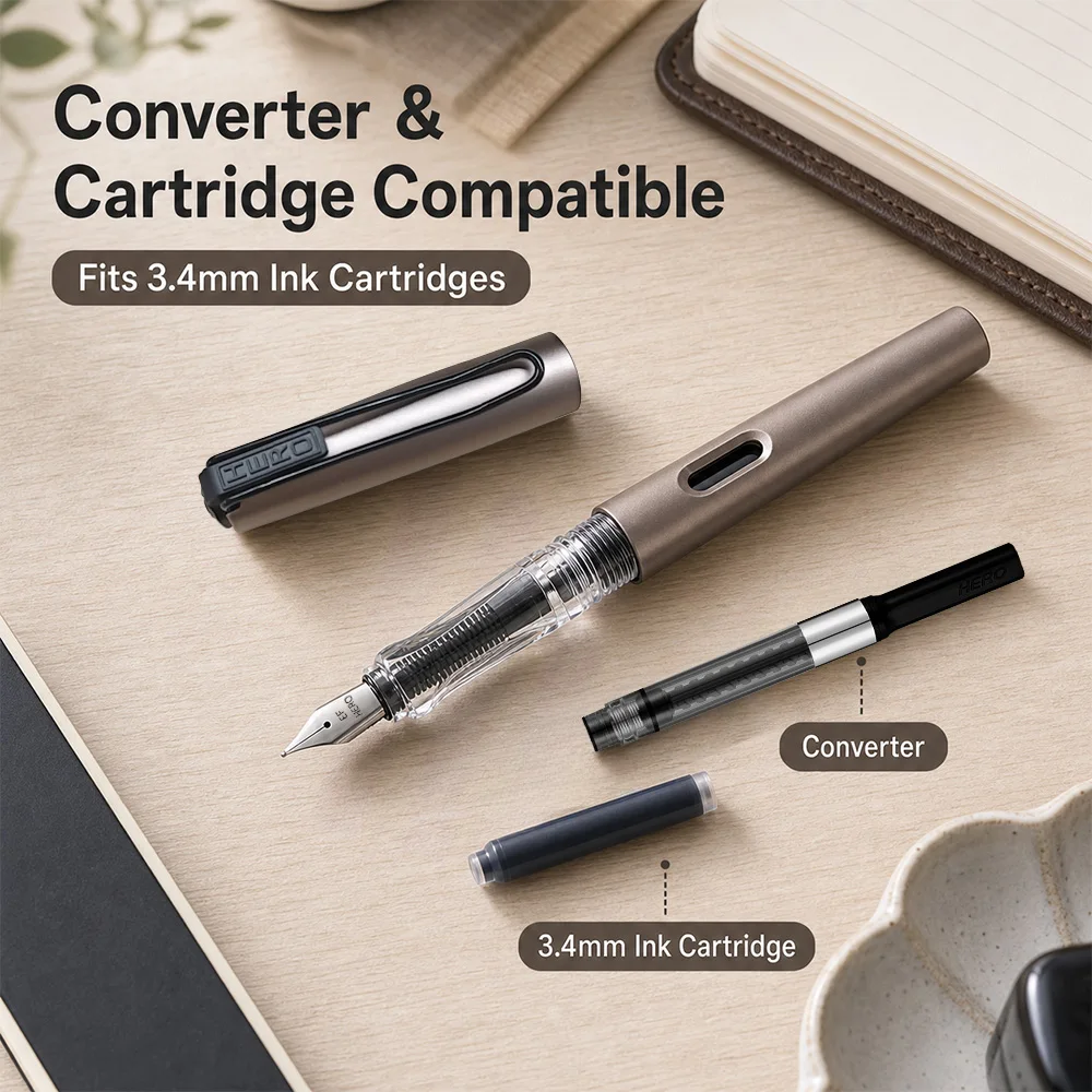 Hero 367 Fountain Pen 0.38mm Extra Fine Nib Posture Correction Cartoon Kids Students Writing Practice School Stationery Gift