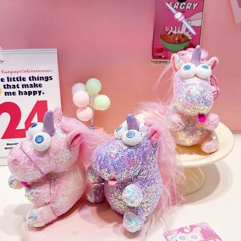 Kawaii Sequin Unicorn Series Plush Toys Anime Animals Stuffed Dolls Creative Shiny Package Pendant Kids Birthday Gifts