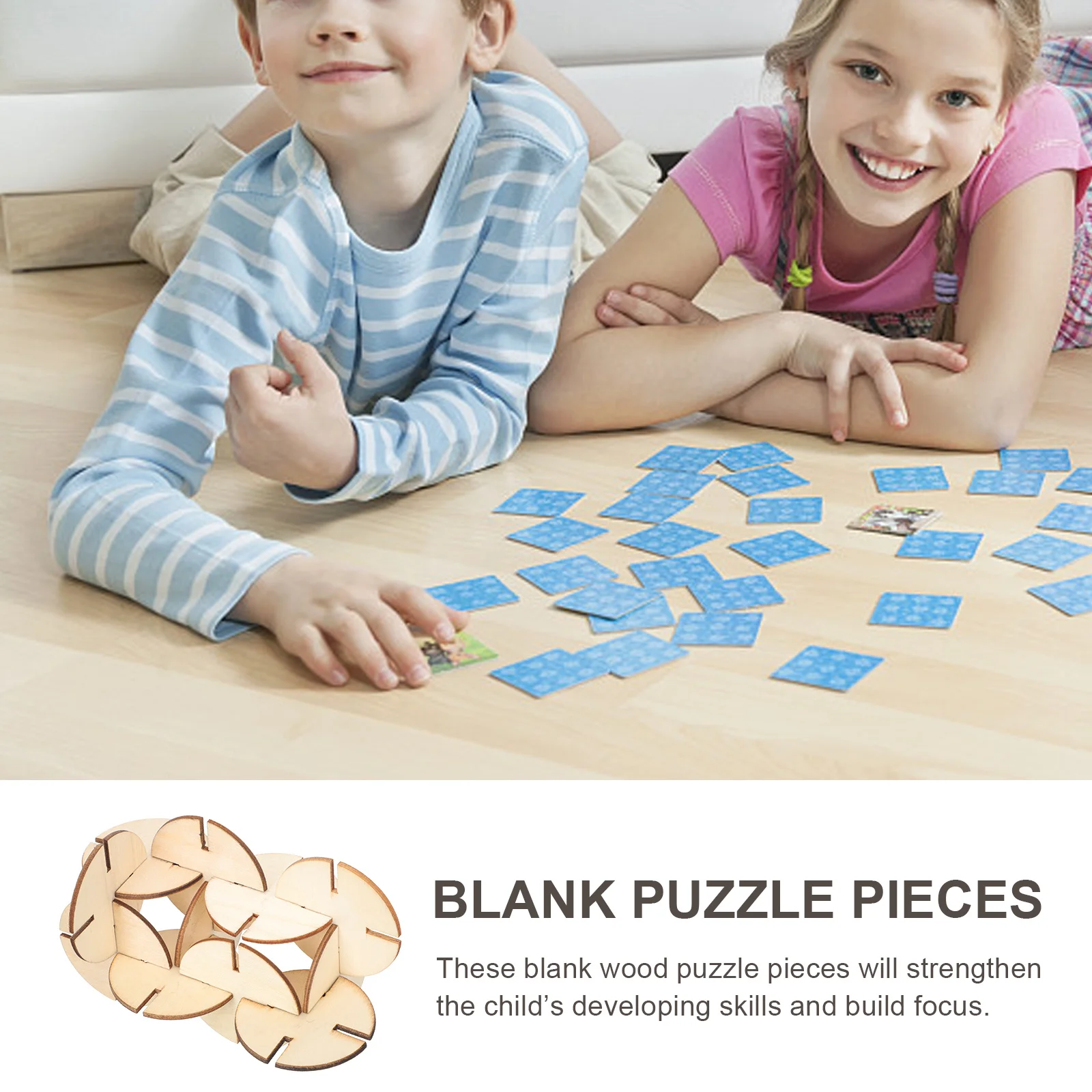 DOITOOL 50 Stück unlackierte Holzpuzzleteile zum Basteln, für Kinder, Jungen und Mädchen, Lernspiel, Aktivität