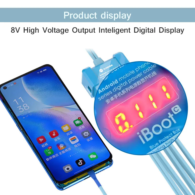 SUNSHINE iBoot C Android Mobile Phone Series Digital Power Cable 8V High Voltage Boot Support 300+ Android Models Boot Line