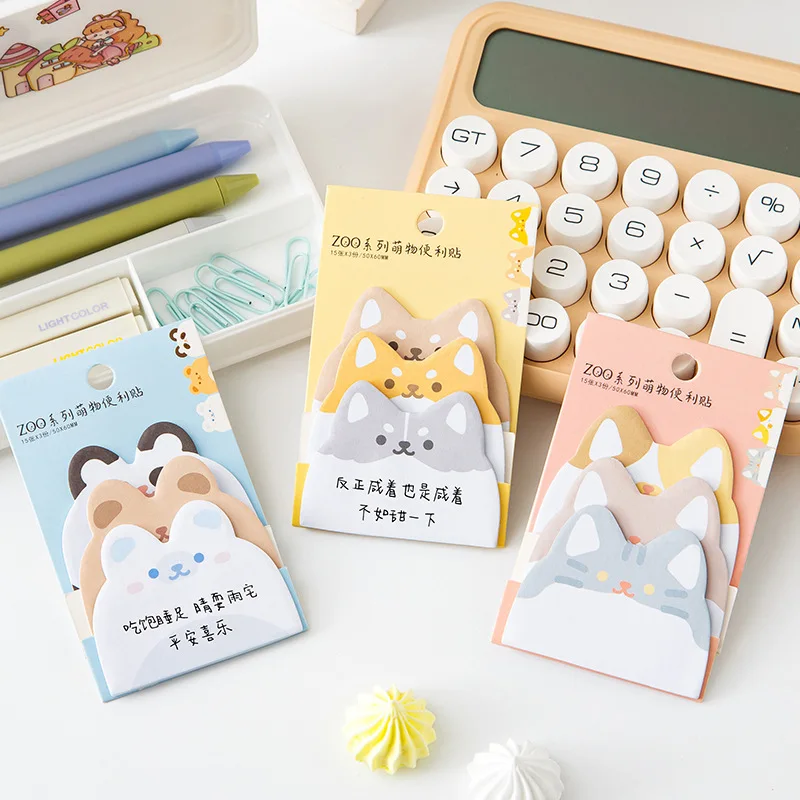 1 pc Kawaii Animals Rabbit Dog Cat Bear 3 Layers Sticky Notes Memo Pad To Do List Planner Sticker Notepad Cute Office Stationery