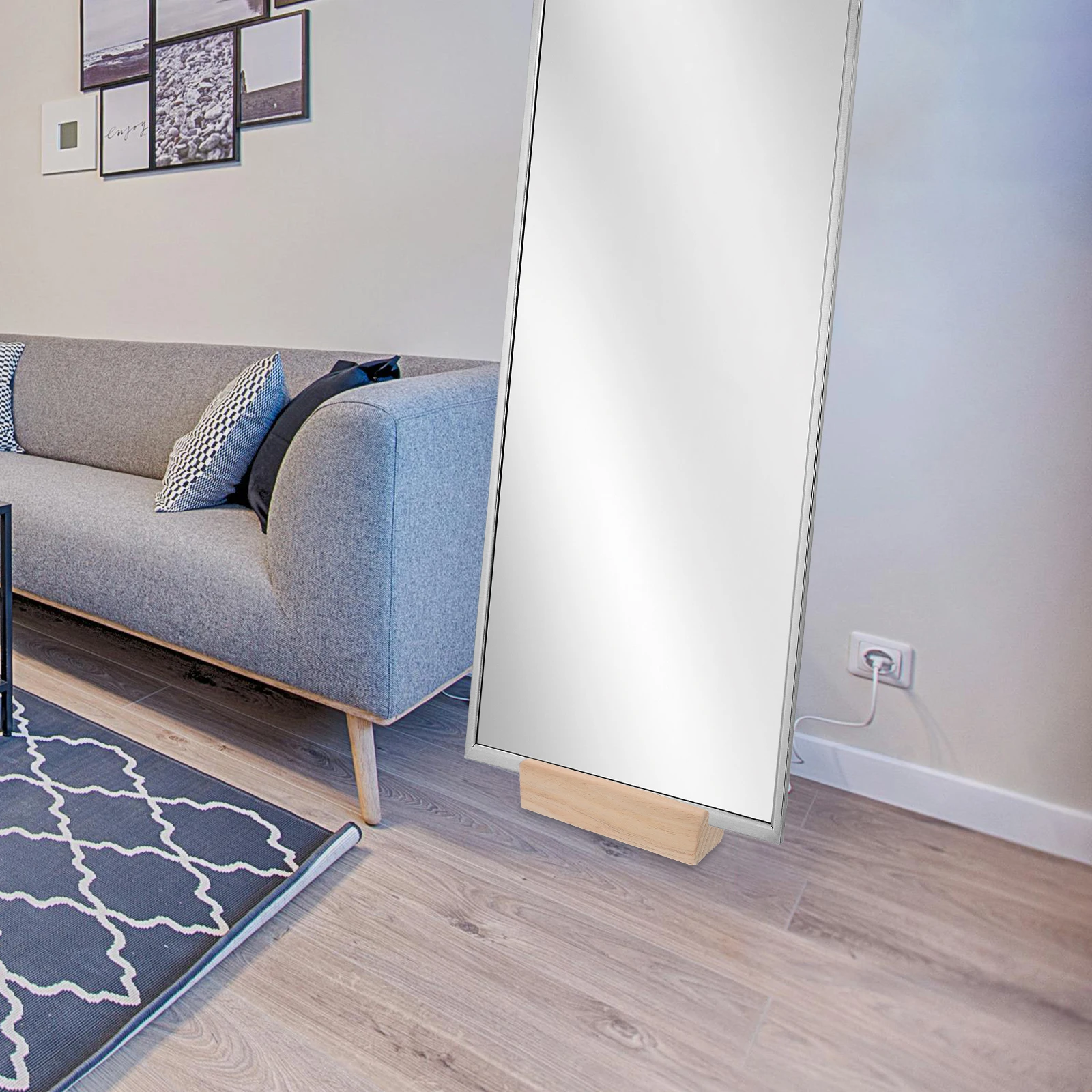 

Solid Wood Base Simple Luxury Design Anti-Slip Stable Support For Home Office Restaurant Floor Standing Only Full Length Mirror