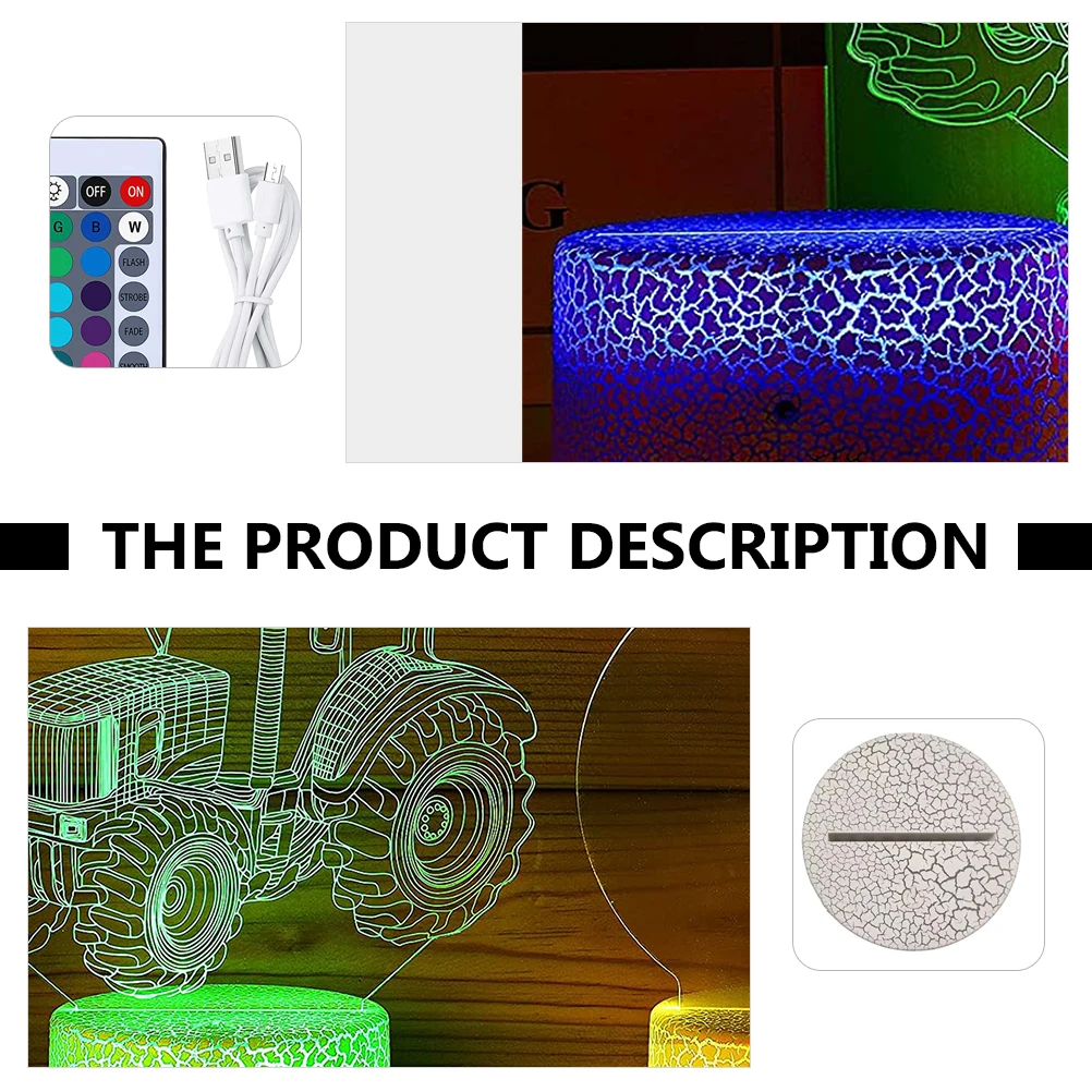 

1 Set 3D Night Light Base Changing Led Display Stand Household Light Holder Decor For Bedroom Office Square Compact