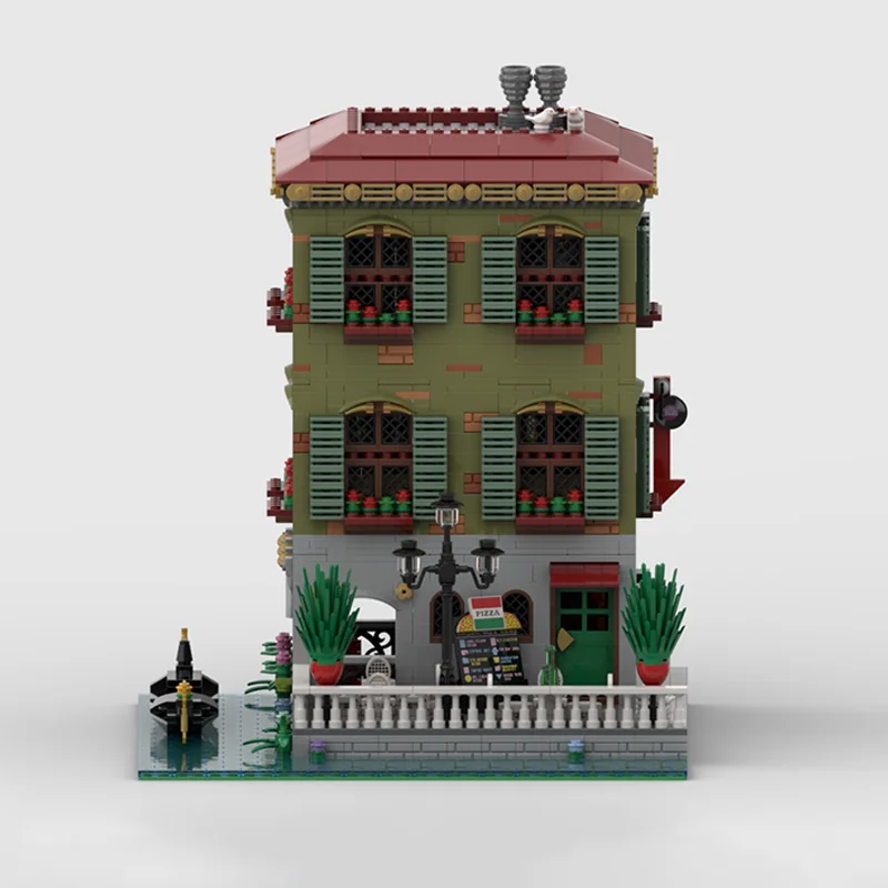 10097 Stück MOC Canal Grande Venice DIY Bausteine Venedig Waterfront Abnehmbare Brücke & Café Terrassen, Herausforderungsarchitektur