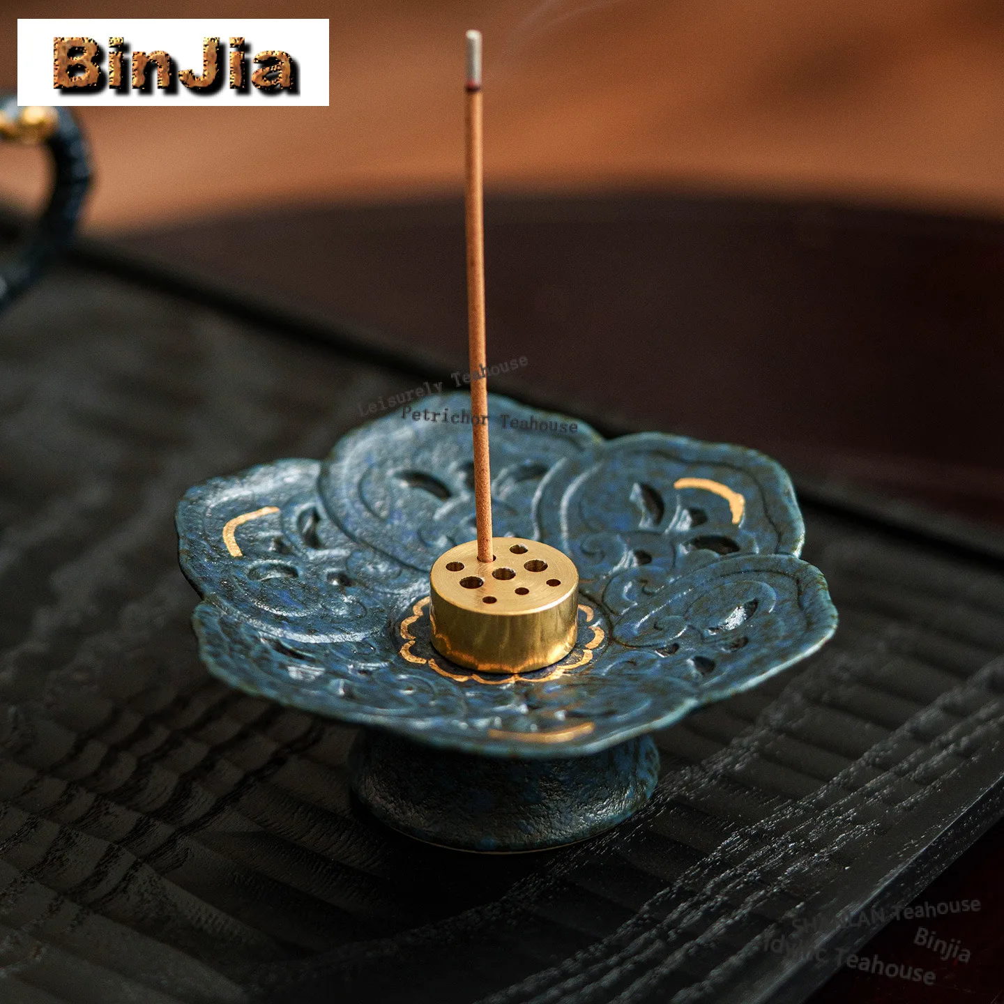 

Серый, синий, посыпающий золотой рельефный держатель для благовоний в форме лотоса, благовония, водопад, курильники, оснащенная курильница, аксессуары для дома, ремесло