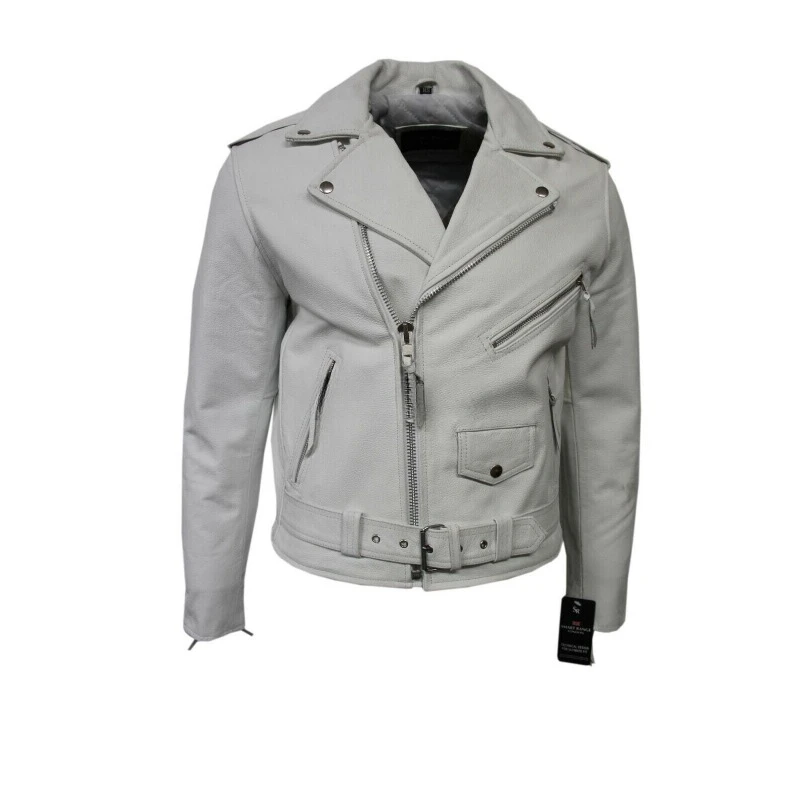 

NEW Men Genuine Lambskin Real Leather Jacket Grey Belted Designer Zip Coat