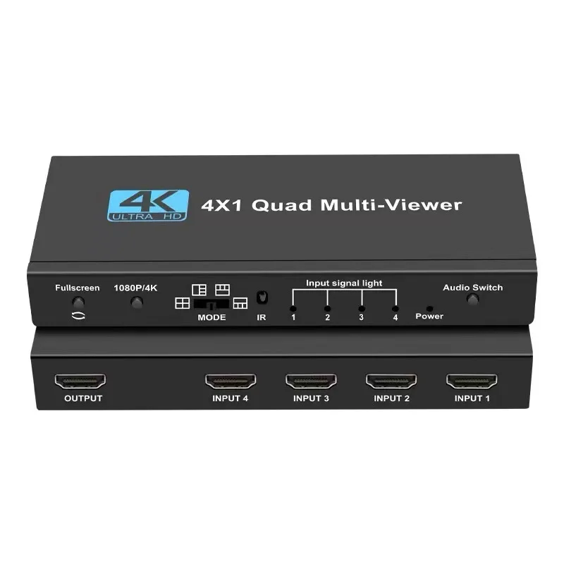 HDMI 4x1 Multi-viewer switcher 4K Seamless Quad Screen Real Time Multi Viewer Splitter 4 in 1 out HDMI Switch Adapter with IR