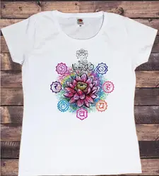 Rainbow Namaste Lotus Graphic Print Tshirt Women Meditation Breathe T Shirt Female Yoga Posture T-Shirt Female Summer Tops Tee
