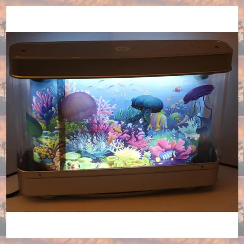 2025 Trend Simulated Fish Tank Lamp Aquarium Tank Decorative Night Light Virtual Ocean Dynamic LED Table Lamp Room Decor