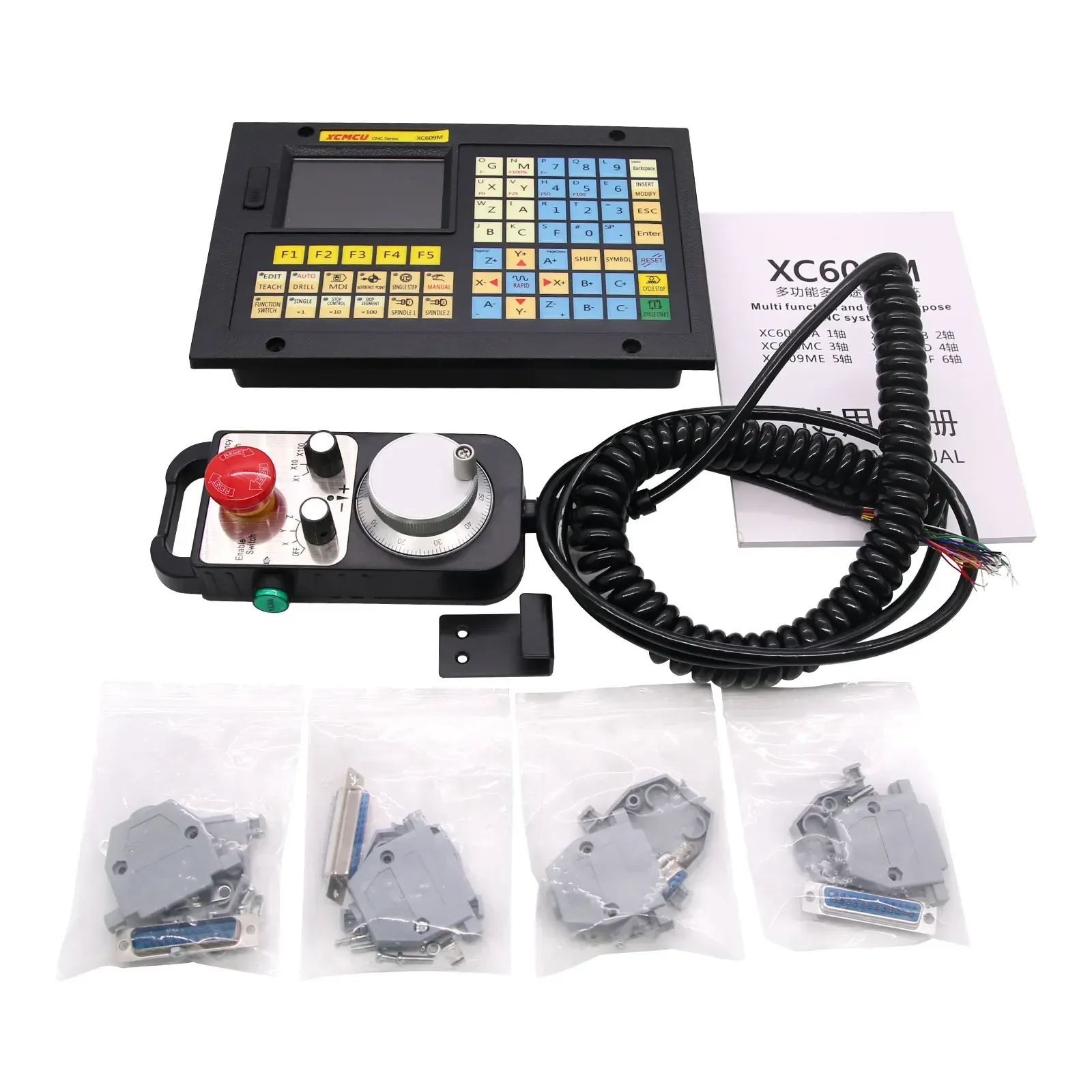 2026 4-Axis CNC Controller Kit MPG Pendant Handwheel Emergency Stop + 4-Axis XC609MD CNC Controller