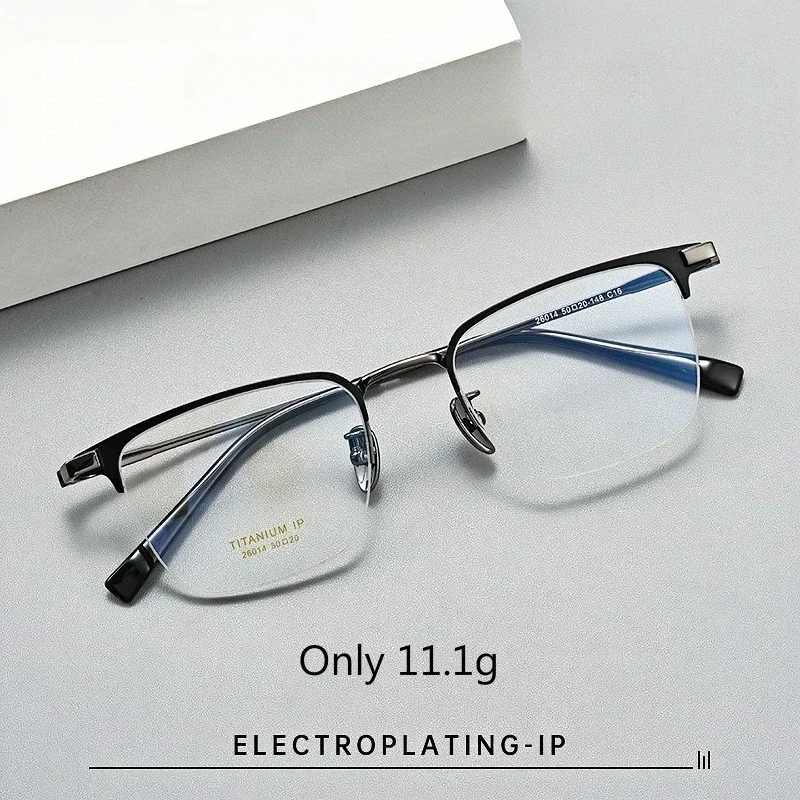 

Ultra-light Optical Frame Pure Titanium Men's Half-frame Glasses Business Reading Eyeglasses Luxury Prescription Eyewear H26014Y