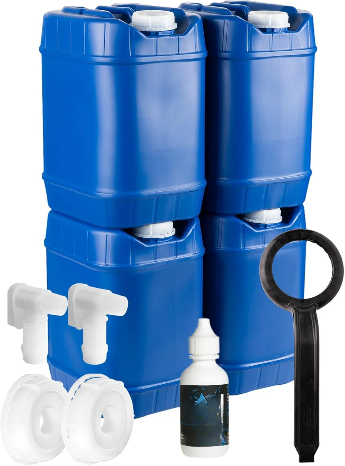 5-Gallon Stackable Water Storage Containers with Lids, Emergency Water Storage Kit Including Spigots