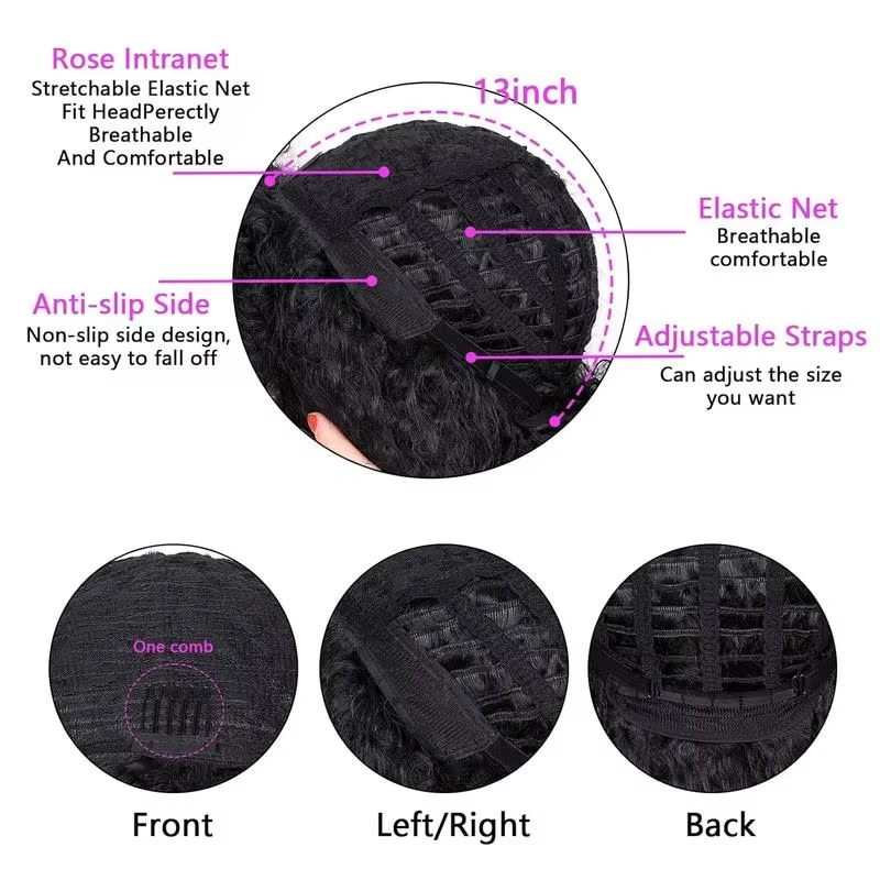 الأفرو غريب مجعد بوب شعر مستعار اللون الطبيعي شعر مستعار شعر الإنسان جاهز للارتداء 200% الكثافة بأسعار معقولة ريمي شعر مستعار بشري رقيق للنساء