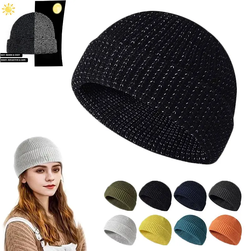 

Winter Night Reflective Knit Cap Motorcycle Riding Cold Protection Warm Hat for Outdoor Sports Riding Men and Women Universal