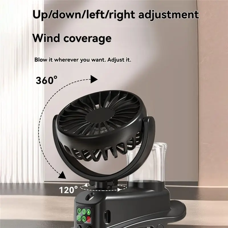 [NEW!N92R】 Four Speed Sprays Fan With Charging Capability, Mini Fan With Pedestal Clip, Suitable For Home And Office Use, Compac