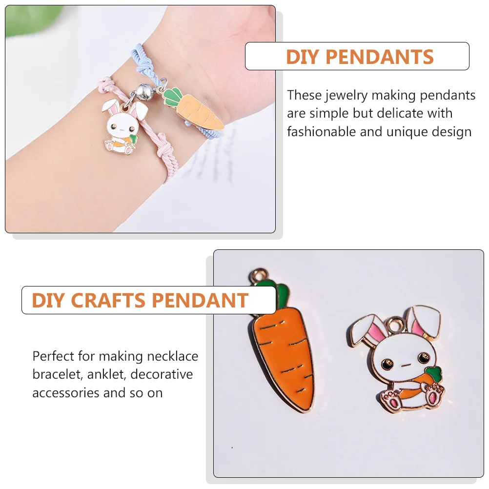 

20pcs Carrot Rabbit naments Easter DIY Crafts Decorative Pendants Jewelry Accessories Necklace Bracelet Gifts Packaging