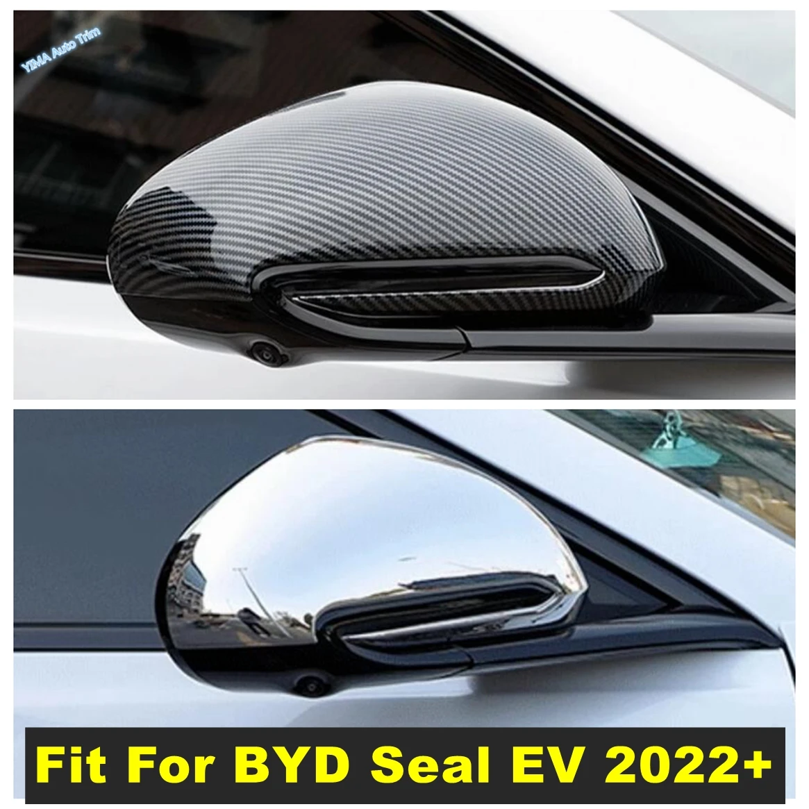 

Carbon Fiber / Chrome Auto Outer Side Door Rearview Mirror Decor Cover Trims Styling Accessories For BYD Seal EV 2022 2023 2024