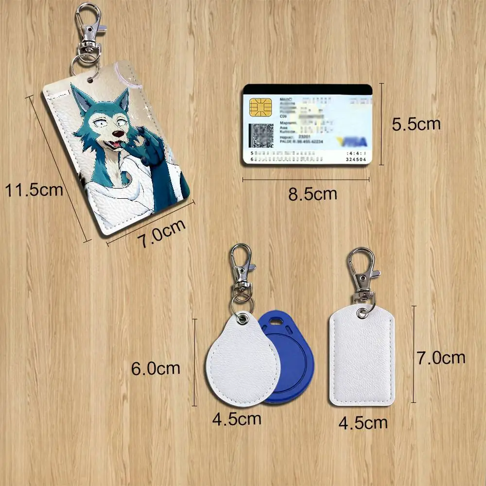 zoo Legoshi BEASTARS Louis Rectangle ID Card Case Keychain Access Card Bag Key Tag Ring Leather Card Holder Key Ring Access image 2