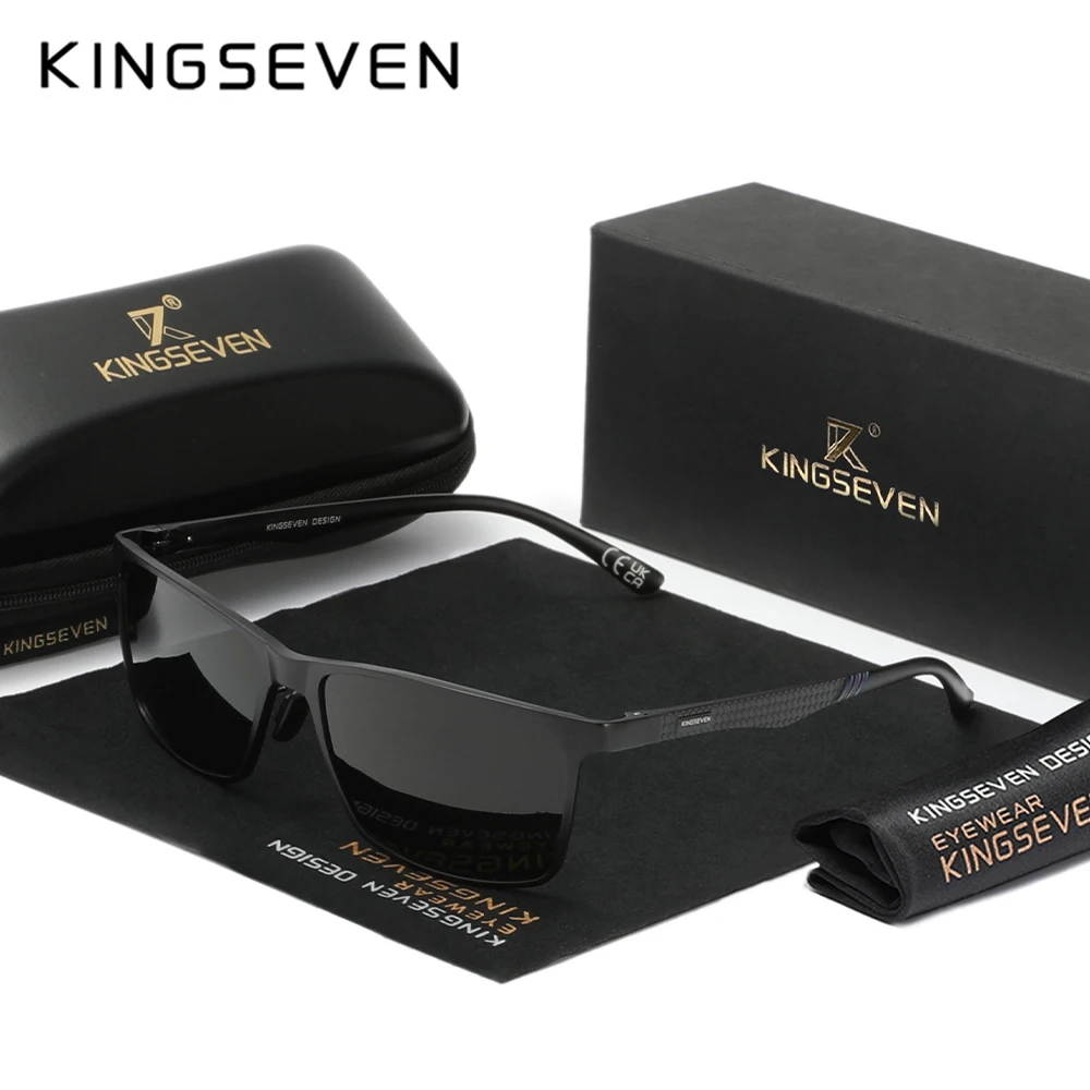 

KINGSEVEN солнцезащитные очки высокого качества мужские поляризационные анти-УФ-очки прямоугольная алюминиевая оправа мужские спортивные очки для вождения роскошные очки