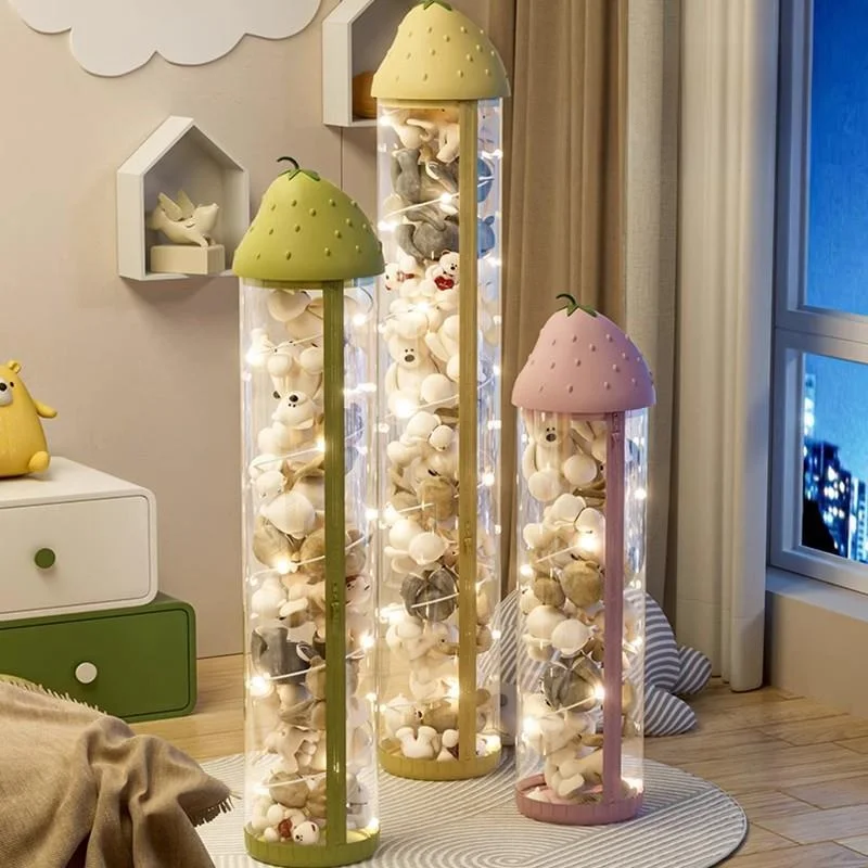 

Large Capaci Plu Doll Storage Buet Transparent Home Use Toy Organizer with Zipper Soft Cute Sle Household Storage Basket