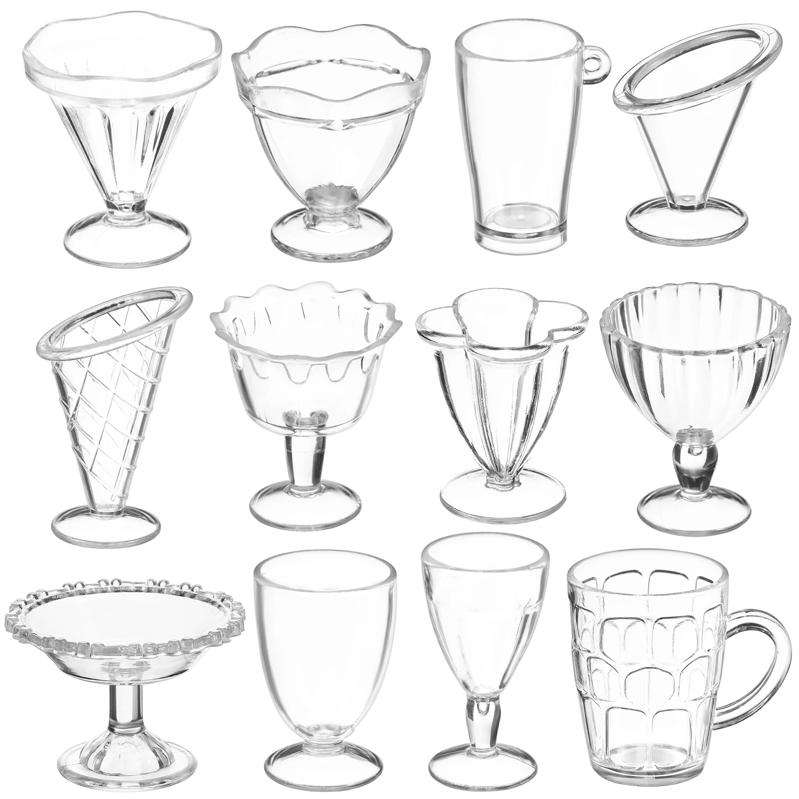 

12 pcs DIY Cup Mini Ice Cream Plastic Dollhouse Kids Pretend Toys Mini Cups Miniature Tableware Creative Toy Versatile