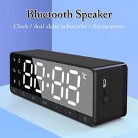 LED Mirror Speaker TF Card Wireless Speaker Mirror Alarm Clock Temperature Display Dual Alarm