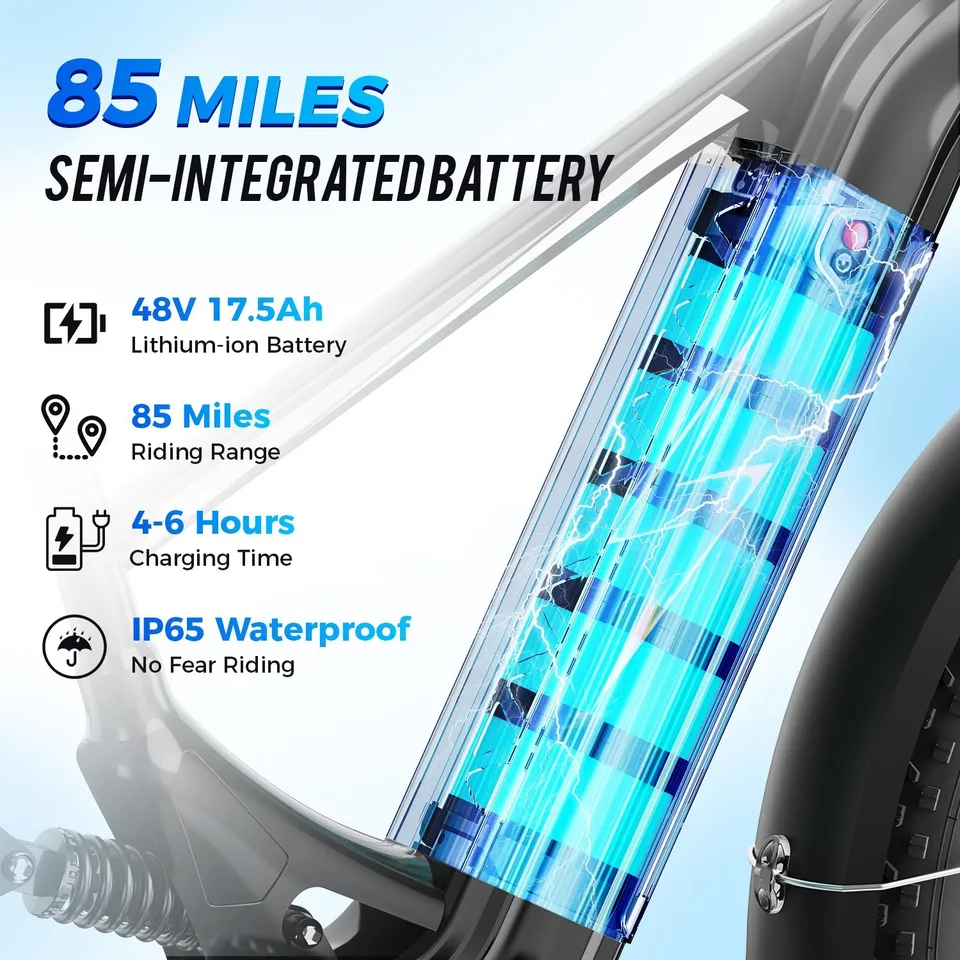 1800W 48V/17.5AH Electric Bike Mountain e bike 26" FatTire 36MPH for Adult image 5