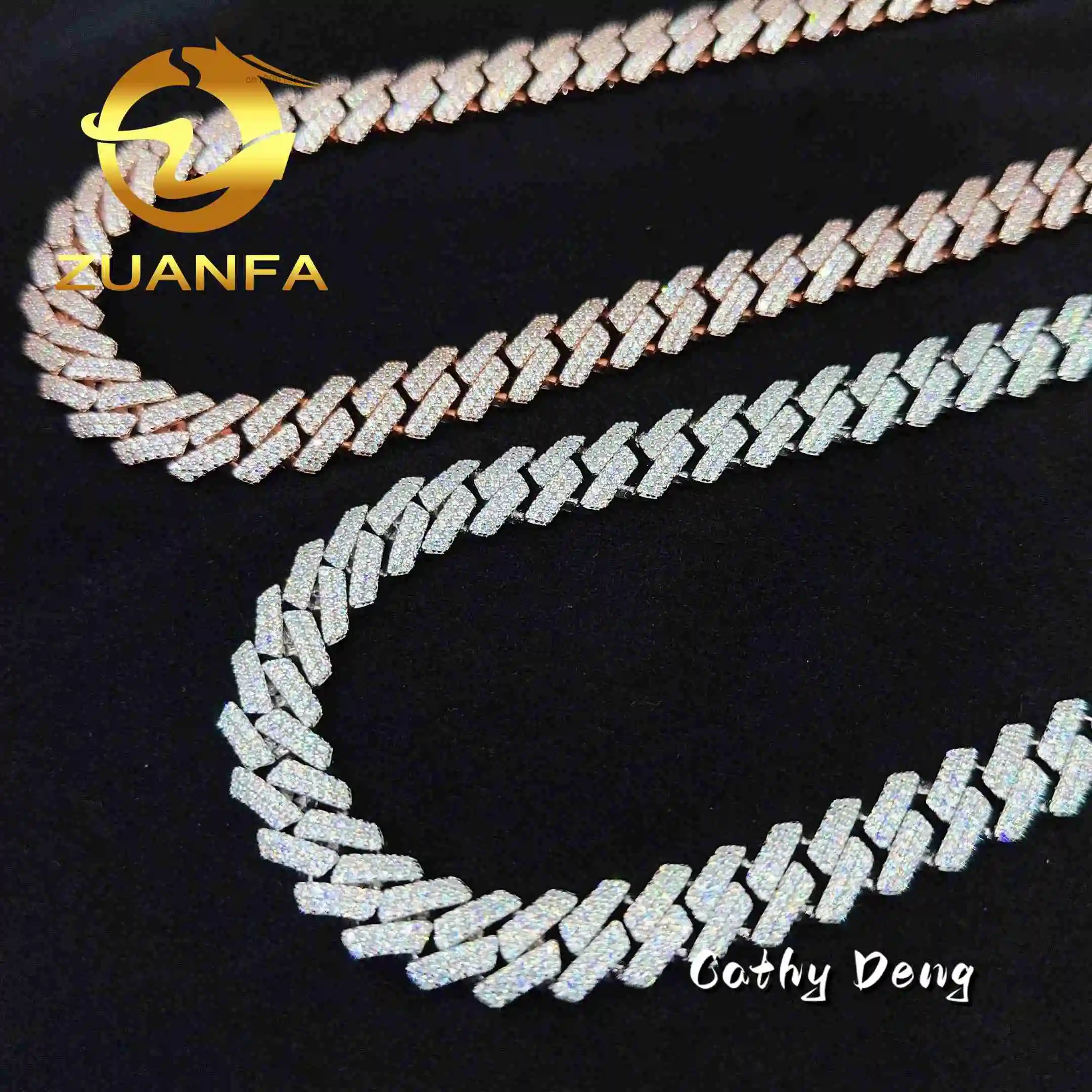 to Ready Ship Men Hiphop Jewelry 13mm AAAAA Zircon Diamond Sterling 925 Silver Cuban Link Chain Ice Out Hip Hop Necklace Chain.