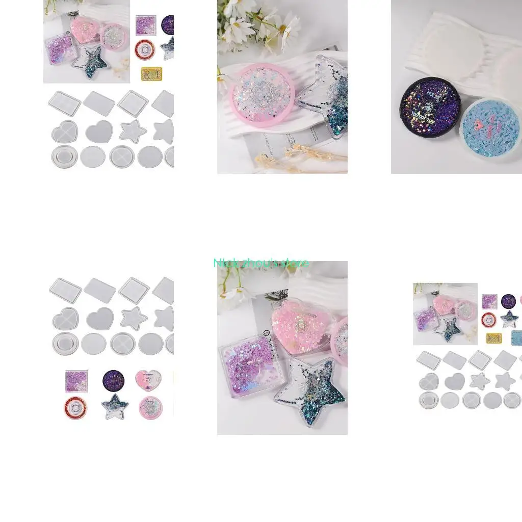 

E15E 16 Pieces Photo Frame Molds Clay Molds Jewelry Tools Silicone Jewelry Moulds