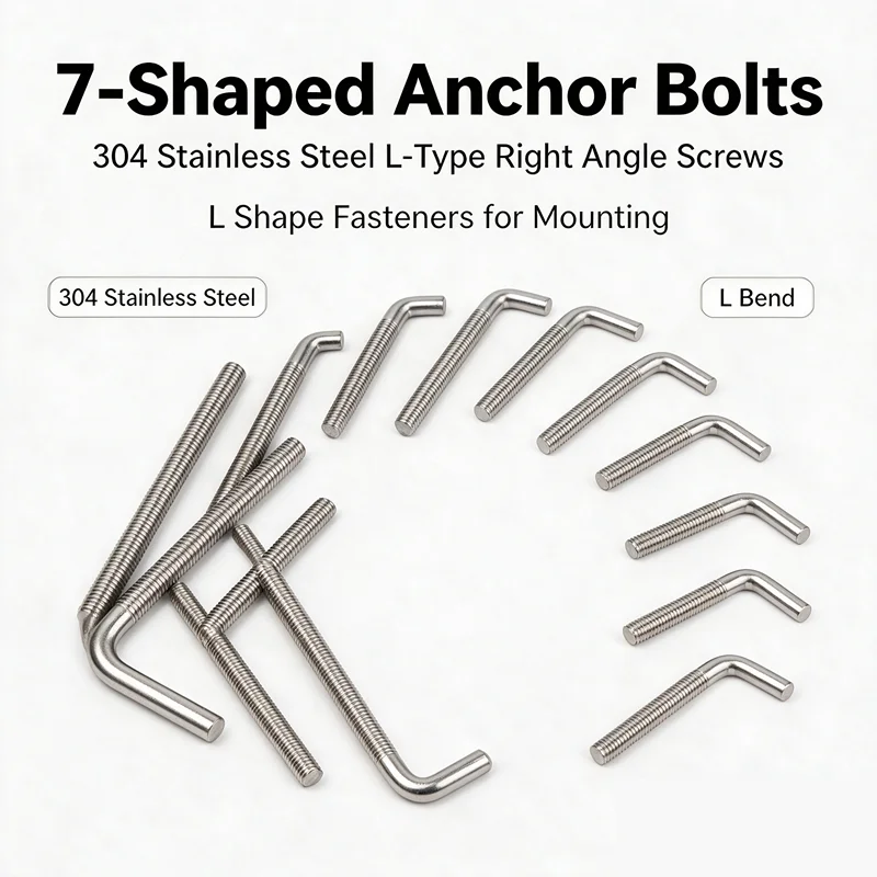 304 Stainless Steel 7-Shaped Anchor Bolts L-Type Right Angle Screws L Shape Fasteners