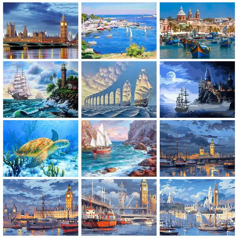 

RUOPOTY Painting By Numbers For Adults Acrylic Harbor City Number Painting Canvas Drawing By Numbers Diy With Frame