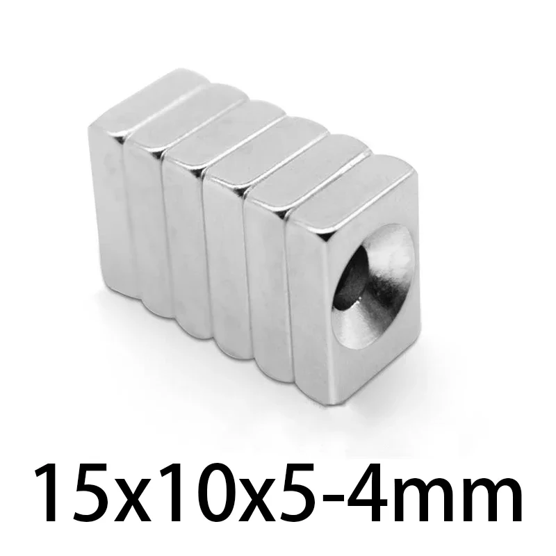 15x10x5-4mm Strong Neodymium Magnet Hole 4mm Block Permanent Magnetic 15mmx10mmx5mm-4mm Powerful Magnets 15*10*5-4mm