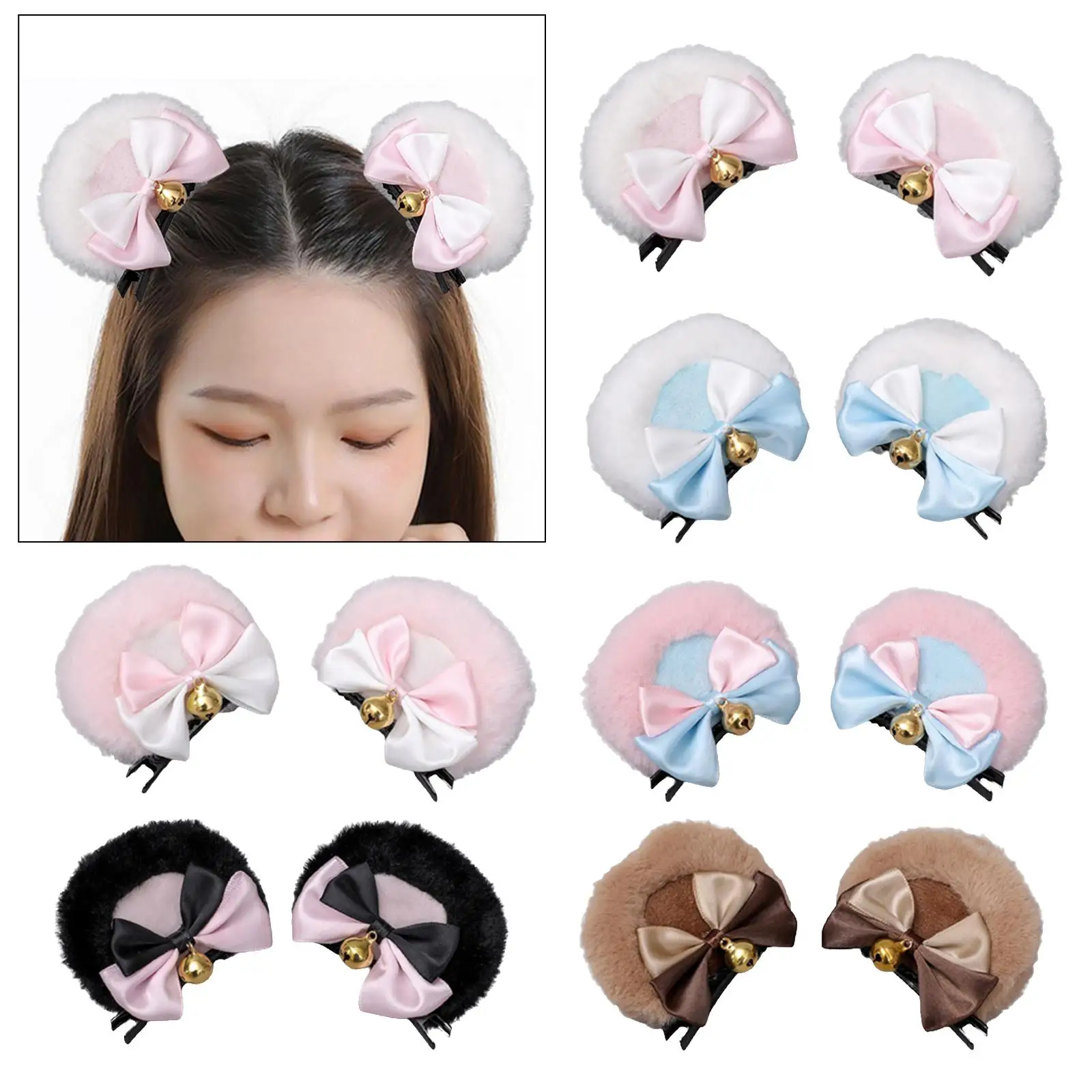 2 Pieces Bear Ear Hair Clip Bowkont Headdress Hair Accessories Cartoon Animal