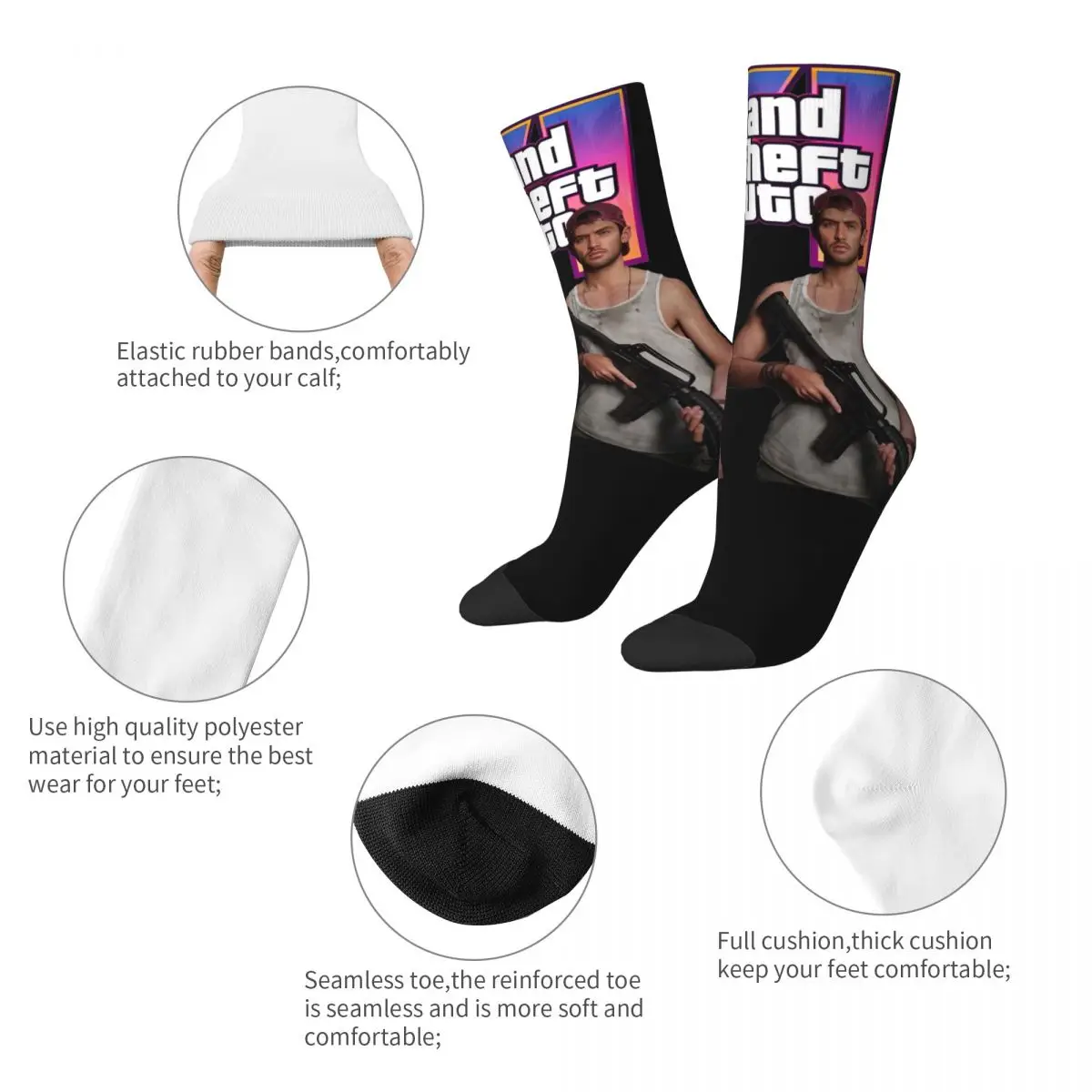 GTA 6 Jason And Lucia Socks Accessories For Men Women New Game Sports Socks Soft Best Gift Idea